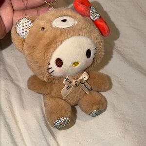 Brown Plush Hello Kitty Bear Keychain